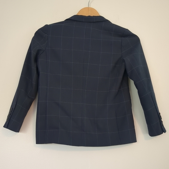 Zara Kids Navy Blue Checkered Blazer Size 8 Wedding Formal Communion - Picture 3 of 8